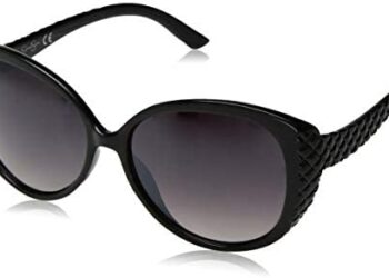 Jessica Simpson Women’s J5386 Over-Sized Cat-Eye Sunglasses with Quilted Temple Detail & 100% UV Protection, 65 mm