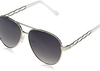 Jessica Simpson Women’s J5856 Metal Chain Temple Aviator Sunglasses with 100% UV Protection, 60 mm