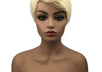 Wiginway Short Straight Platinum Blonde Wig Synthetic Hair Short Wig For Women Pixie Cut Hair Wigs