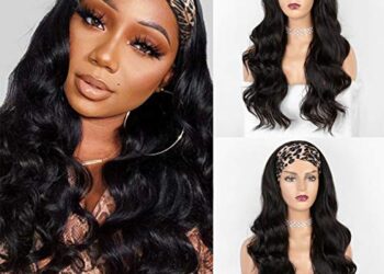 Faeryle Long Headband Wigs for Black Women Natural Looking Wavy Synthetic Wig with Headband Heat Resistant 22inches