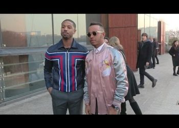 Lewis Hamilton and Michael B Jordan at Louis Vuitton Fashion Show in Paris