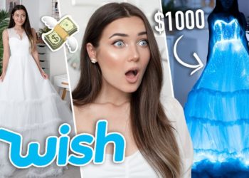 TRYING ON WISH WEDDING DRESSES…$1000 LIGHT UP DRESS!?