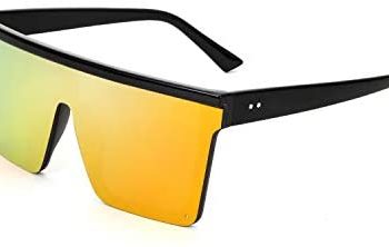 FEISEDY Women Men Flat Top Shield Sunglasses Oversized Square Rimless Glasses UV400 B2470