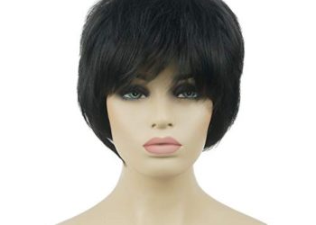 Wiginway Short Natural Black Straight Women Synthetic Wigs for Women Soft Daily Wig(Natural Black)