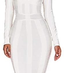 HLBandage Elegant High Neck Long Sleeve Hollow Out Celebrity Bandage Dress