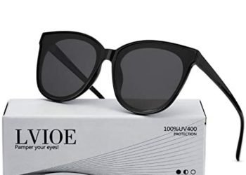 LVIOE Cat Eyes Sunglasses for Women, Polarized Oversized Fashion Vintage Eyewear for Driving Fishing – 100% UV Protection