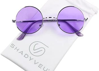 ShadyVEU Retro John Lennon Style Sunglasses Round Colorful Tint Groovy Hippie Wire Shades