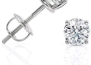 IGI Certified 1 Carat Lab Grown Diamond Stud Earrings for Women in 14k White Gold with Secure Screw Back D-E Color by Beverly Hills Jewelers