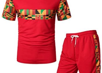 LucMatton Men’s African Pattern Printed T-Shirt and Shorts Set Sports Mesh Tracksuit Dashiki Outfits