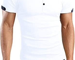 Aiyino Mens Casual V-Neck Button Cuffs Cardigan Short Sleeve T-Shirts