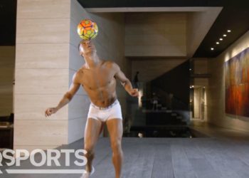 Cristiano Ronaldo Juggles a Soccer Ball in his Underwear | GQ Sports