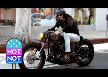 Easy Rider David Beckham Cruises Around LA On A Vintage Motorbike