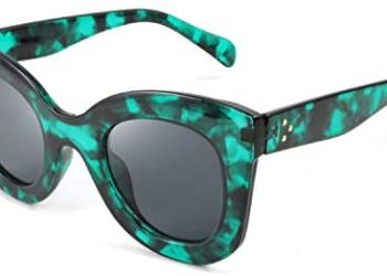 FEISEDY Retro Oversized Square Horn Sunglasses Semi Cat Eye Butterfly Glass Big Thick Bold Frame B2572