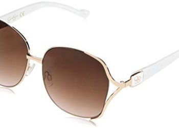 Jessica Simpson Women’s J5254 Over-Sized Square Metal Sunglasses with Vented Temple Enamel Logo & 100% UV Protection, 63 mm