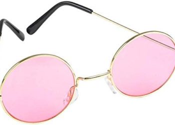 Rhode Island Novelty Round Color Lens Sunglasses 1 Pair of Pink Glasses