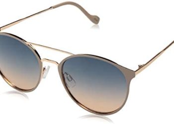 Jessica Simpson Women’s J5564 Round Mixed Metal Sunglasses with Metal Brow Bar & Temple & 100% UV Protection, 60 mm
