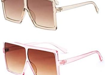 Square Oversized Polarized Sunglasses for Women Flat Top Fashion Shades Trendy Glasses Stylish