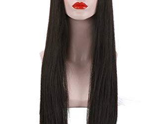 Clip in U part Half Wig For Black Women Black Silky Straight Long Hair Extensions Synthetic Hairpiece Full Head Thick 1Pc None Lace Front Hair Wigs Heat Friendly Fiber 28″ UW02&4