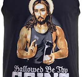 Hallowed Be Thy Gains | Funny Muscle Jesus Weight Lifting Workout Humor Tank Top