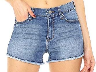 Celebrity Pink Jean Women’s Juniors High Waist Frayed Edge Denim Shorts