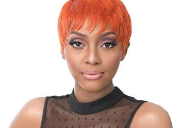 It’s a Wig Iron Friendly Synthetic Hair Short Cut Colorful Wavy Style with Bangs – SIMONE (MUSTARD)
