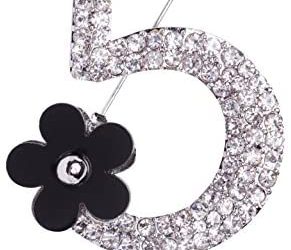 MISASHA Fashion Celebrity Designer Inspired Statement Rhinestone Brooch Collar pin with Flower for Women