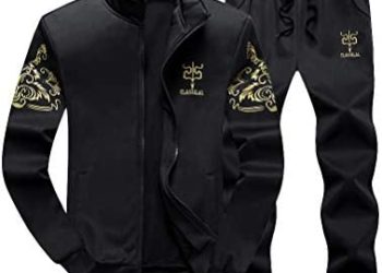 Lavnis Men’s Casual Tracksuit Long Sleeve Full-Zip Running Jogging Sports Jacket and Pants