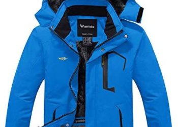 Wantdo Men’s Mountain Waterproof Ski Jacket Windproof Rain Jacket Winter Warm Hooded Coat