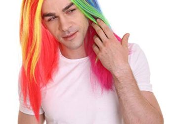 Rainbow Rapper Long Straight Wig, Rainbow Celebrity Breathable Capless Cap Designed Wigs