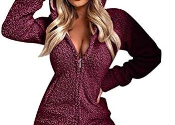Women Zip-up Hoodie Plush Long Sleeve Shorts Pajama One Piece Bodysuits Outfits Sleepwear,Cat Ear Hooded Jumpsuit
