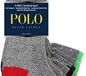 Polo Tipped Sport Quarter Socks 6 Pack Grey One Size