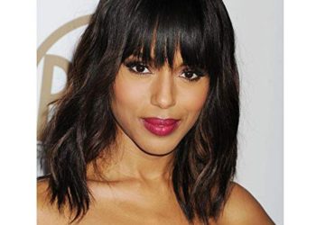 AISI HAIR Wavy Bob Wigs with Bangs for Women Black Mixed Brown Color Short Wavy Bob Curly Wig Synthetic Natural Looking Heat Resistant Fiber Hair for Black Women