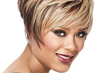 DINIFER Fashion Wigs Short Brown Blonde Curly Hair Wig (Sw06)