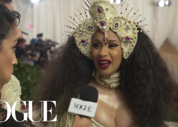 Cardi B on Her Kicking Baby and Pearl-Covered Dress | Met Gala 2018 With Liza Koshy | Vogue