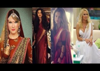 Top 10 actress of Hollywood in Indian dress saree 😍 #EmmaWatson | #TaylorSwift | #SelenaGomez|Vaani.