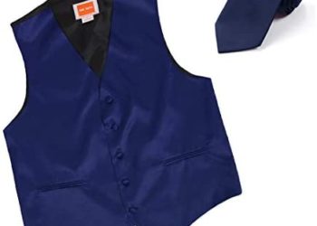 Dan Smith Men’s Fashion Design Plain Microfiber Waistcoat For Urban Matching Tie With Bags