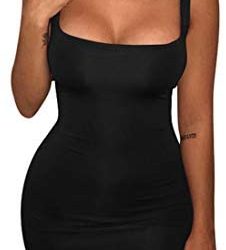 BORIFLORS Women’s Casual Basic Tank Top Sexy Sleeveless Bodycon Mini Club Dress