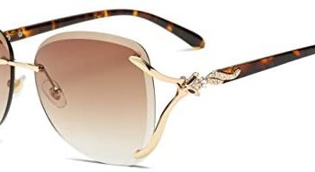 VOLCHIEN Women Shades Rimless Sunglasses Bling Frame Round Lens Sunglass Metal Frame Sunglasses for Women Men VC1012