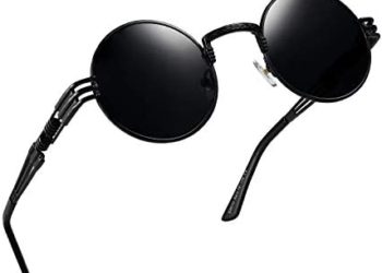 RANHUU Steampunk Round Sunglasses for Men and Women John Lennon Glasses Circle Metal Eyewear