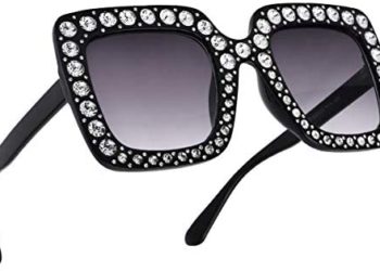 SamuRita Elton Square Diamond Rhinestone Sunglasses Novelty Oversized Celebrity Shades