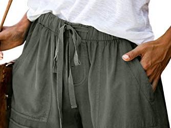 KISSMODA Womens Summer Shorts Leopard/Camo/Solid/Floral Print Elastic Waist Pocketed Casual Pants