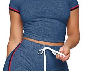 WIHOLL Womens Casual 2 Piece Short Sleeve Outfits Sets Summer Sexy Active Tracksuits