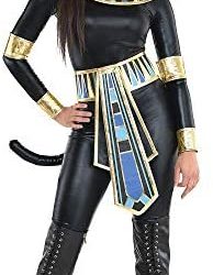 amscan Party City Egyptian Bastet Goddess Halloween Costume for Women, Large, Includes Catsuit, Headband, Collar, Belt, Multicolor (8404048)