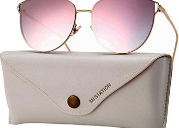 Oversized Sunglasses for Women, Mirrored Cat Eye Sunglasses with Rimless Design U225