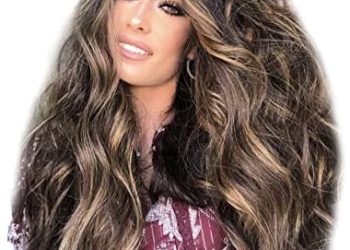 Andongnywell Mixed Color Long Wavy Curly Wigs for Women Long Curly Hair Synthetic Heat Resistant Hair for Everyday Use
