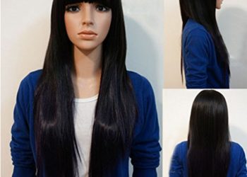 Rise World Wig Women’s Fashion 70cm Long Straight Bangs Cosplay Costume Black Heat Friendly Wig