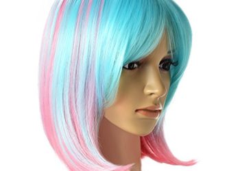 Multi-Color Ombre Short Bob Wig, AGPtEK Shoulder Length Hair Extension With Free Stretchable Hairnet