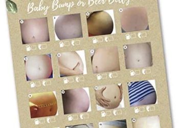 30 Beer Belly or Pregnant Baby Bump Game Cards- Baby Shower or Gender Reveal Party Supply Kit- Rustic Gender Neutral Card Design- A Fun Game for Men, Women or Kids. Made in The USA