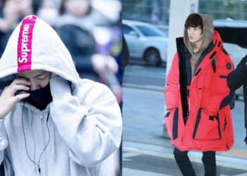 EXO Chanyeol's oversized jacket is a dress on Baekhyun