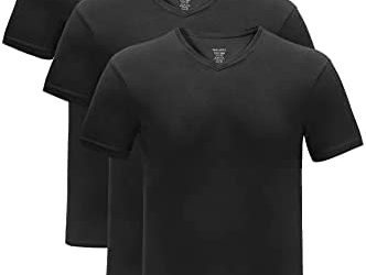 DAVID ARCHY Men’s Undershirts Ultra Soft Bamboo Rayon V-Neck Breathable T-Shirts in 2 or 3 Pack